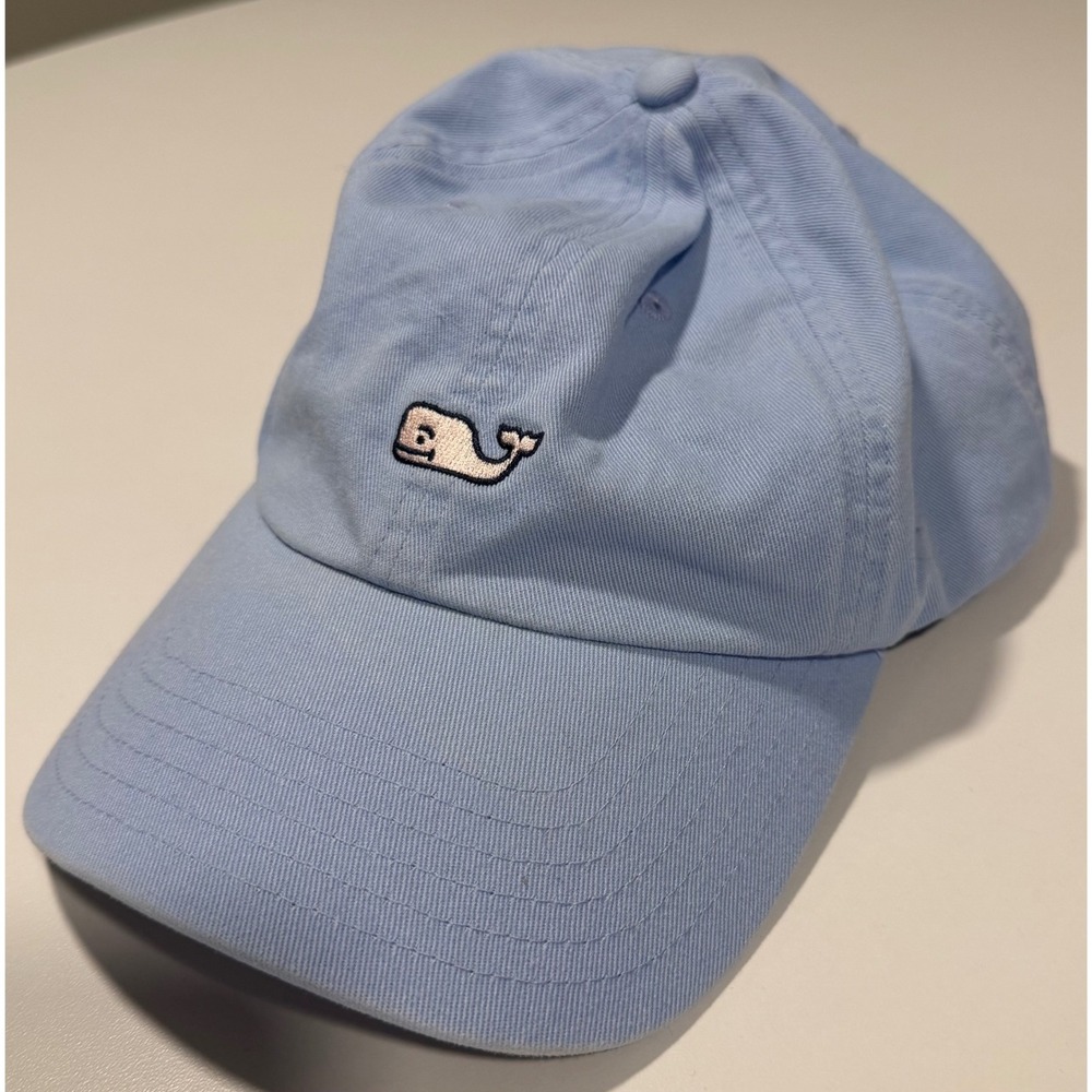 Vineyard Vines Mens Light Blue Whale Logo Adjustable Baseball Hat Cap